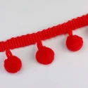 Red pom pom fringe trimming for finishing bags and ethnic accessories - K1336 Benox