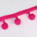 Fuchsia pom-pom fringe trimming for finishing bags and ethnic accessories - K1336 Benox