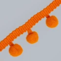 Orange pom pom fringe trimming for finishing bags and ethnic accessories - K1336 Benox