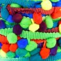 Multicoloured pom-pom fringe trimming for finishing bags and ethnic accessories - K1336 Benox