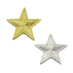 Medium lurex star embroidered iron-on patch