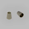 Polished metal conical end ferrule for cord drawstrings