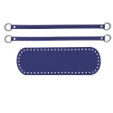 Bag bottom set 30 x 10 cm with 2 matching handles in blue faux leather