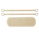 Bag bottom set 30 x 10 cm with 2 matching handles in light beige faux leather