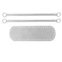 Bag bottom set 30 x 10 cm with 2 matching handles in light grey faux leather