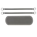 Bag bottom set 30 x 10 cm with 2 matching handles in medium grey faux leather