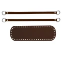 Set fondo borsa 30 x 10 cm con 2 manici abbinati in ecopelle marrone