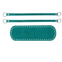 Set fondo borsa 30 x 10 cm con 2 manici abbinati in ecopelle ottanio