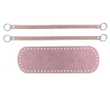 Bag bottom set 30 x 10 cm with 2 matching handles in antique pink faux leather