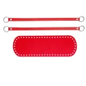 Bag bottom set 30 x 10 cm with 2 matching red faux leather handles