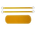 Bag bottom set 30 x 10 cm with 2 matching handles in mustard yellow faux leather