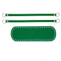 Set fondo borsa 30 x 10 cm con 2 manici abbinati in ecopelle verde prato