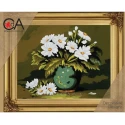 Kit Mezzopunto vaso con margherite - set completo di ago e fili 30 x 22 cm - 6255K Collection D'Art