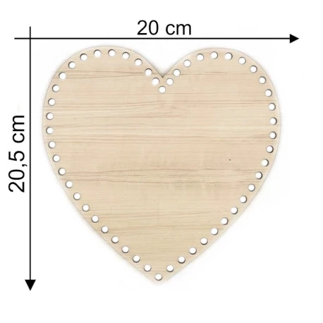 Fondo in legno a forma di Cuore per realizzare cestini 20 x 20,5cm