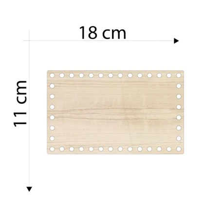 Fondo in legno rettangolare per realizzare cestini 11 x 18cm