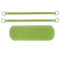 Bag bottom set 30 x 10 cm with 2 matching handles in acid green faux leather