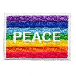 Iron-on embroidered peace flag patch with rainbow colours
