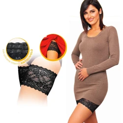 Elastic lace tongues protect inner thighs