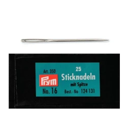Wool needles with silver eye No. 16 - 1.60 x 55 mm Pack of 25 needles - 124131 Prym