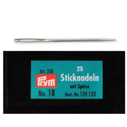 Wool needles with silver eye No. 18 - 1.20 x 50 mm Pack of 25 needles - 124133 Prym