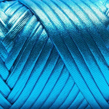 Luminous ribbon with Fashion Lamé laminate effect in turquoise for bags and accessories