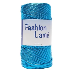 Fettuccia luminosa con effetto laminato Fashion Lamé in colore turchese per borse e accessori