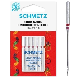 Schmetz, size 75/11 embroidery needles for sewing machines