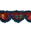 Passamaneria bordo decorativo in lana multicolor blu ottanio 3,5cm