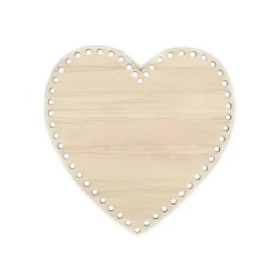 Heart-shaped wooden bottom for making baskets 16 x 16cm