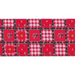 Nastro passamaneria in cotone stampato stile country altezza 10 cm colore rosso
