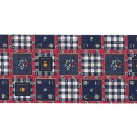 Nastro passamaneria in cotone stampato stile country altezza 10 cm colore blu