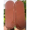 Glossy oval patent leather bottoms for Dior-type bag 30 x 10cm tobacco brown