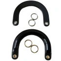 Dior-style glossy patent leather bag handles complete with gold rings for mounting