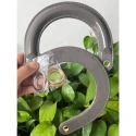 Bag handles in glossy grey Dior-type patent leather complete with gold rings for mounting