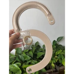 Manici per borsa in vernice lucida nero tipo Dior completi di anelli oro per il montaggio 2