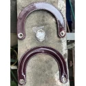 Bag handles in glossy burgundy Dior-type patent leather complete with silver rings for mounting