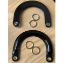 Bag handles in glossy black patent leather Dior type complete with silver rings for mounting