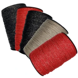 Cordino Thai Glitter rosso argento per realizzare borse alla moda all'uncinetto - PP700 MAS