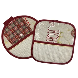 Set 2 Presine Natalizie da ricamare fantasia tartan natalizia - BM Ricami NA00715