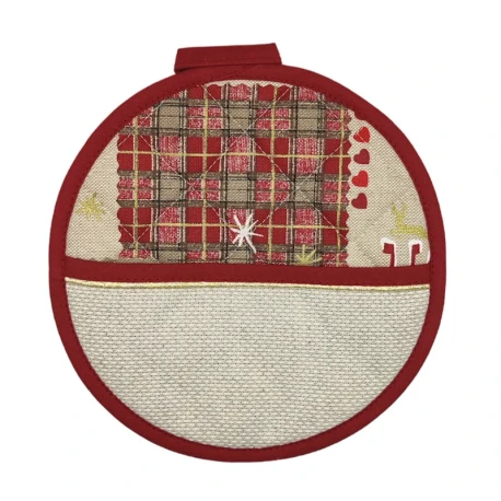 Set of 2 Christmas pot holders to embroider with Christmas tartan pattern - BM Ricami NA00715