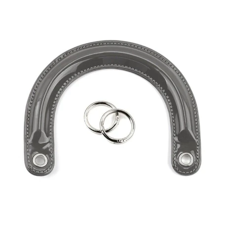 Bag handles in glossy red patent leather Dior type complete with silver rings for mounting