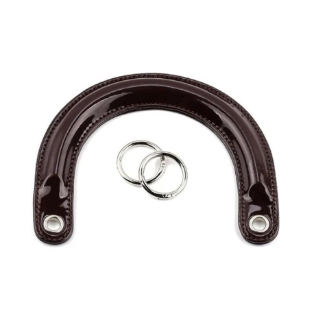 Bag handles in glossy red patent leather Dior type complete with silver rings for mounting