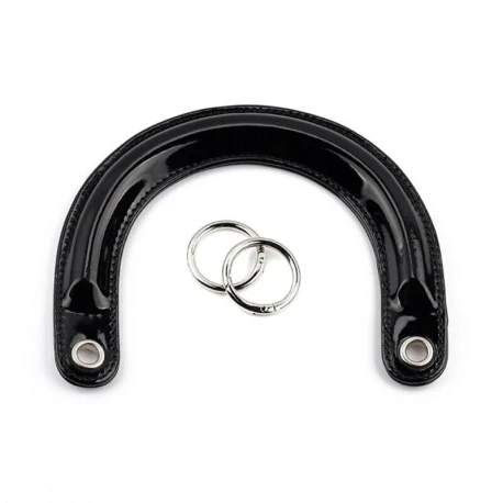 Bag handles in glossy red patent leather Dior type complete with silver rings for mounting