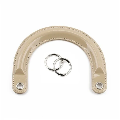 Bag handles in glossy red patent leather Dior type complete with silver rings for mounting