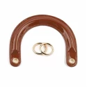 Bag handles in glossy black patent leather Dior type complete with gold rings for mounting