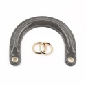 Bag handles in glossy black patent leather Dior type complete with gold rings for mounting