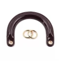 Bag handles in glossy black patent leather Dior type complete with gold rings for mounting