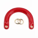 Bag handles in glossy black patent leather Dior type complete with gold rings for mounting
