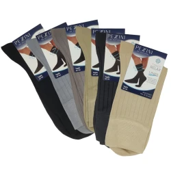 Men's ribbed Lisle cotton short socks with relaxed cuff