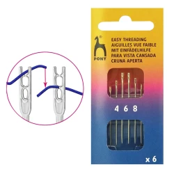 Aghi INFILAFACILE Pony per cucito a mano 4-8 con cruna ad infilatura rapida - 12801 Pony